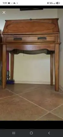 Maple finish wood drop secretary desk