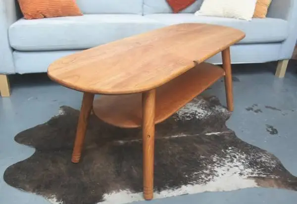 Large Coffee Table with Storage Shelf – Handmade Cherry Table
