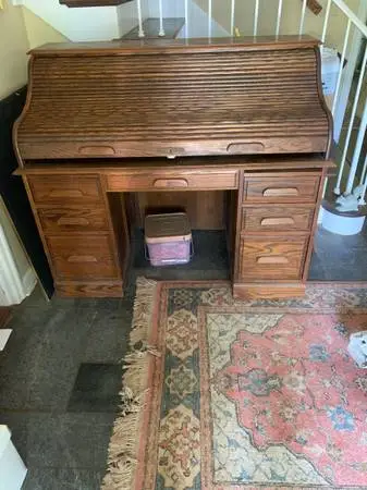 Oak roll top desk