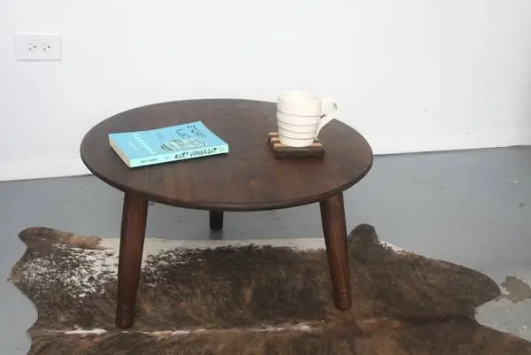 Low Walnut Coffee Table – Short Circular Living Room Small Table