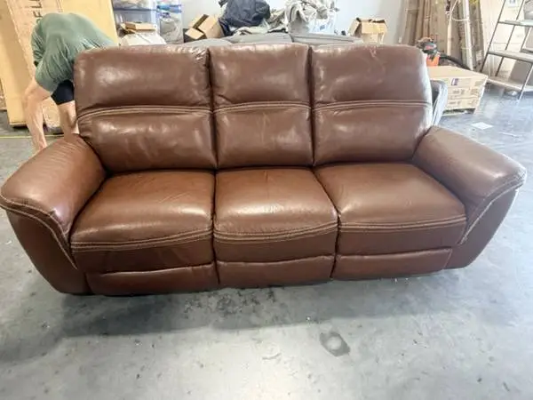 Oliver Brown Top Grain Leather Power Reclining Sofa Power Headrests