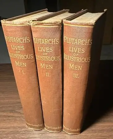 Antique Plutarch’s Lives of Illustrious Men Volume I II III Hardcover