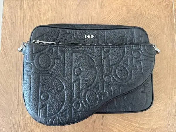 Saddle Triple Pouch Black Dior Gravity Leather and Black Grained Calfskin