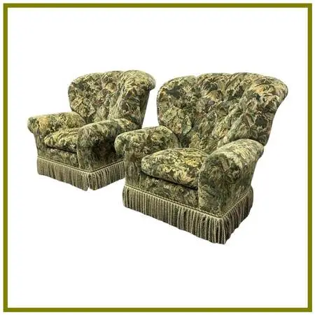 Summer Hill Ltd Floral Upholstered Armchairs, Pair