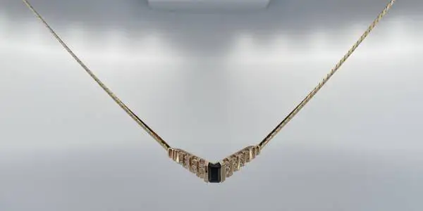 Natural No Heat Sapphire Diamond Necklace 14K Gold 11.7 Grams