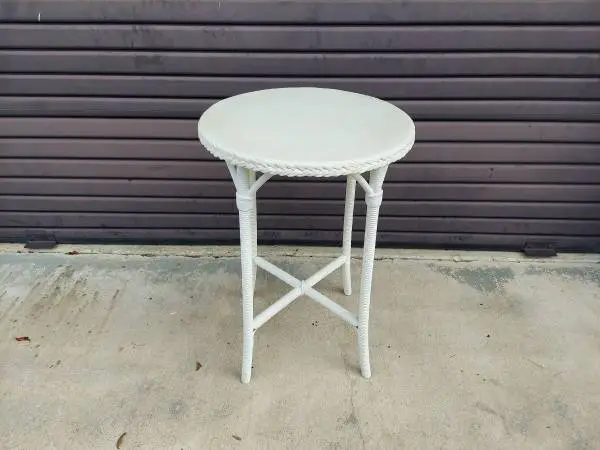 Antique Round Wicker Side Table.