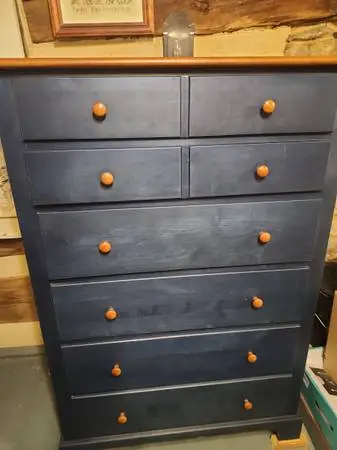 Tall blue dresser / chest of drawers