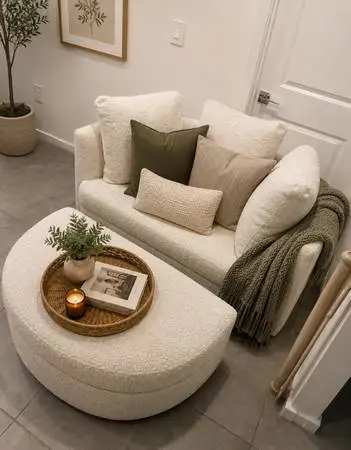 Holley Oversized Fabric Accent Chair with Storage Ottoman