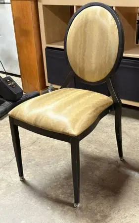 Stylish, Black Metal Framed Chair w/ Golden Padded Seat Lots Available