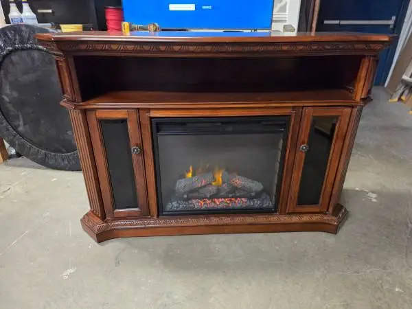 Mahogany Color TV Stand with Electric Fireplace
