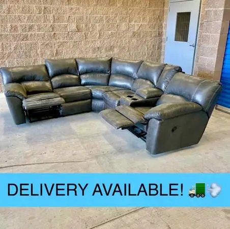 Gray Ashley Manual Reclining L Sectional Couch Sofa with 2 Manual Recliners (DEL