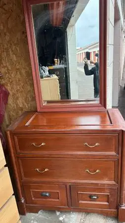 solid cherry wood vanity with mirror tall chest of drawers reddish brown high qu