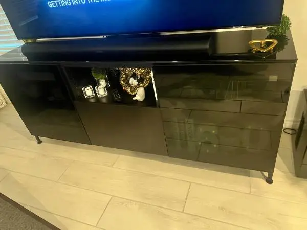 IKEA Besta Tv stand with smoke glass doors