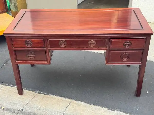 Mid 20th Century Vintage Chinese Carved Rosewood Writing Desk