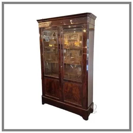 19th Century Rosewood + Mahogany Restored Library Cabinet