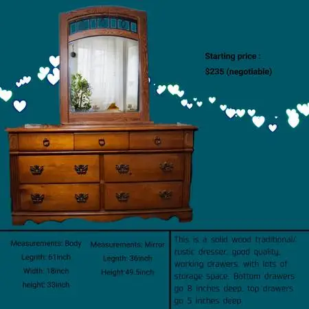 Full size solid wood dresser