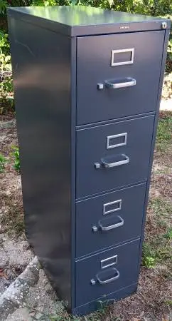 HON,4-Drawer,Letter-Size File Cabinet,Gray,File Hanger Rails,Lock-Key