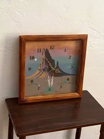 Framed Navajo Sand Painting Wall Clock