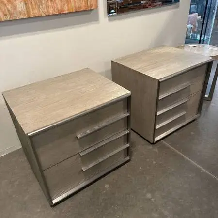 RH Calvin Grey Oak Nightstands - Pair - 26X22X24.5H