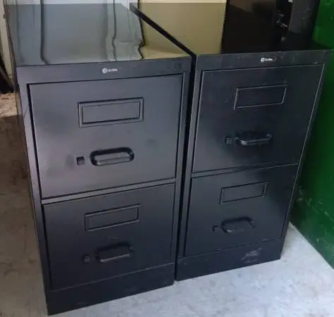 Pair Of Pedestals,2-Drawer,File Cabinets,Desk Bases,Black,Rails