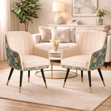 Benjara Amyra Swivel Accent Side Chair Fabric Modern Iron #24254