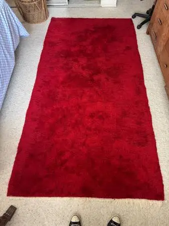 Vintage Moroccan Handmade Rug Wool Rabat Moroccan Chichaoua Red