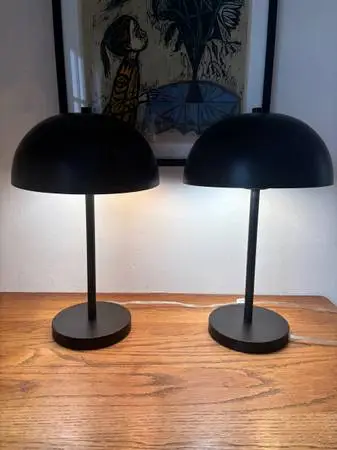 Black Modern Dome Mushroom Lamps 19.5” H  Set of 2