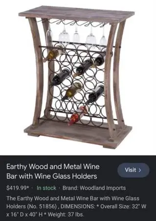 Wine Rack - Ash Wood & Black Metal 26 Bottle Holder