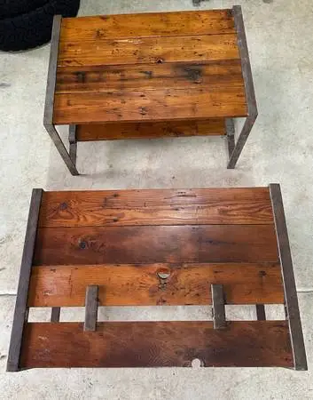 Barn wood and steel coffee tables