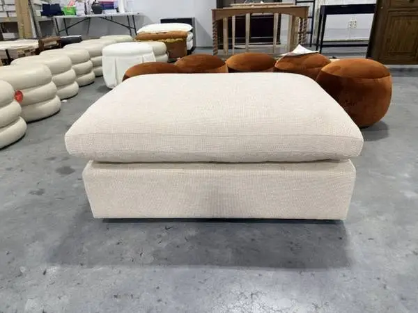 Sand & Stable Alfred Upholstered Ottoman Beige Brand New