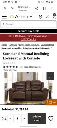 Stoneland Manual Reclining Loveseat with console From Ashleys New