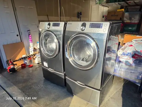 Samsung Front Load Washer & Dryer Set with Pedestals