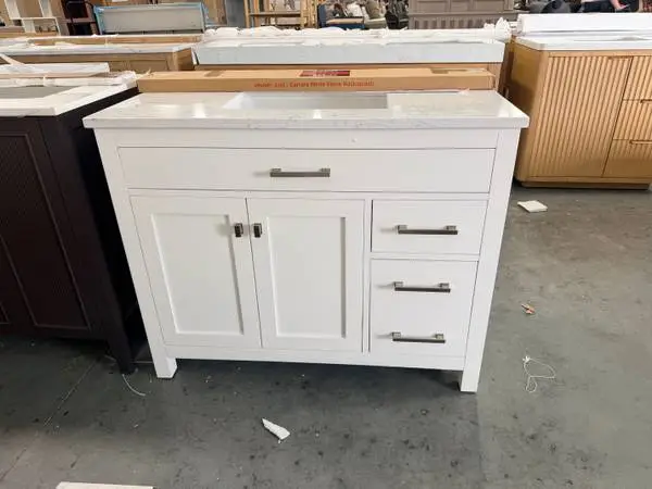 Ajhane 42 Single Bathroom Vanity Set White/Brushed Nickel