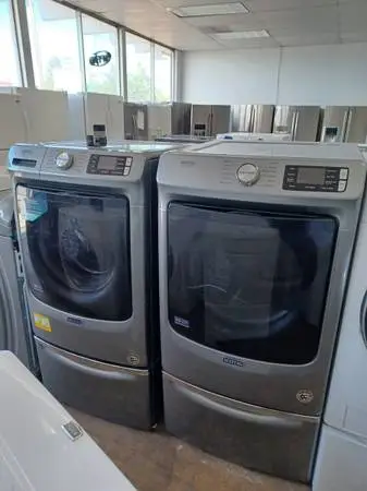 MAYTAG FRONT LOAD CARBON WASHER AND DRYER SET