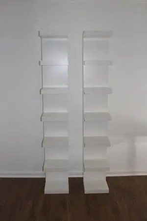 IKEA Narrow White Wood 7 Shelf Twin Stands