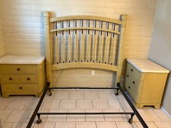 Queen headboard frame and nightstands