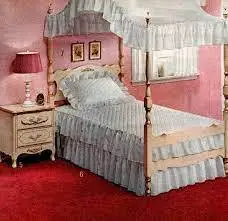 Retro pedestal canopy princess bed frame, hollywood frame