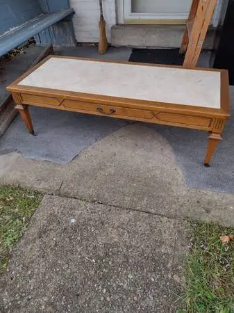 Vintage Mersman marble-top coffee table
