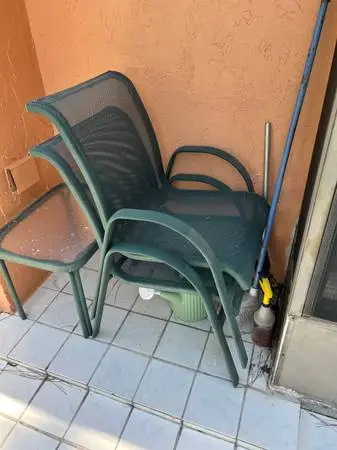 2 metal outdoor chairs