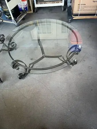 Wrought Iron Glass Round Table