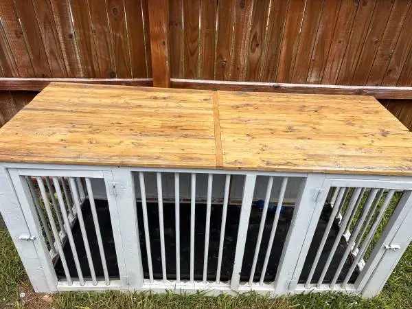 Large white dog kennel
