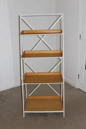 White and Wood 4 Shelves Stand