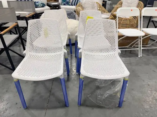 Kitsco Rafael White Outdoor Stacking Dining Side Chair (Set of 4)