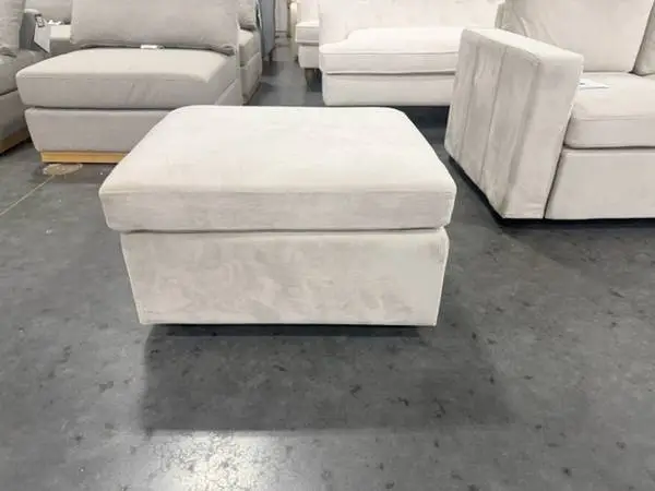 Rectangular Storage Ottoman 33.85 Storage Bench Footstool Cream