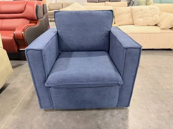 Inbox Zero Louretha Blue 34 Wide Fabric Upholstered Swivel Armchair