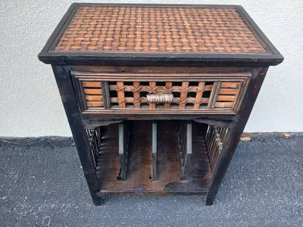 RATTAN END TABLE, CABINET / STORAGE