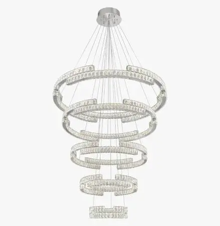 Everly Quin 47x118 5 Layer Ring Silver Crystal Chandelier Dimmable