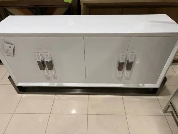 Brand New! LENNY - MODERN WHITE HIGH GLOSS & STAINLESS STEEL GUN METAL