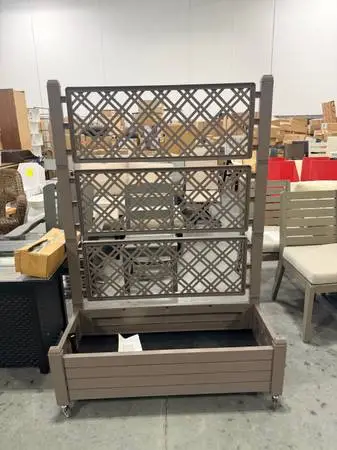 59 Tall Brown Resin Outdoor Raised Garden Bed With Trellis Brand New