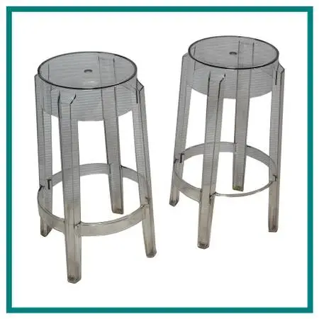 Philippe Starck For Kartell Charles Ghost Counter Stools, Pair